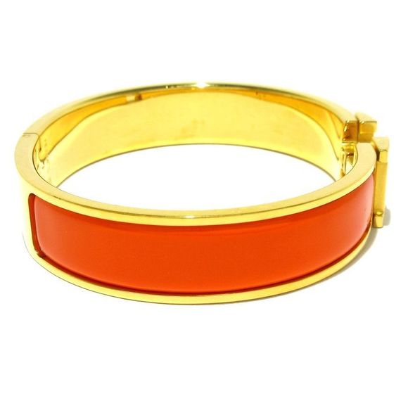 Hermes Bangle Click H Gold And Orange - Picture 2 of 7